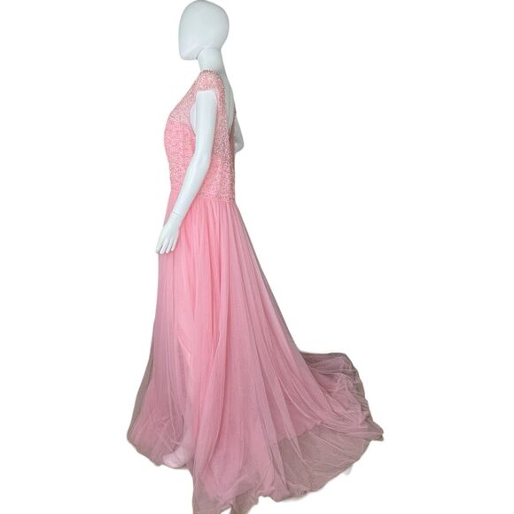 Sherri Hill Size 20 Gown Beaded Fit and Flare Formal Maxi Dress Light Pink - Picture 3 of 9